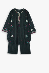 Girls Black Embroidered Cambric Suit | 3-Pieces Eastern Wear | Winter Collection